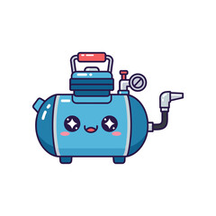 Cute cartoon gas canister character with smiling face and sparkling eyes, isolated on white