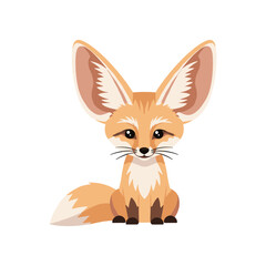 Fototapeta premium A cute fennec fox with large ears sitting calmly against a plain background, showcasing its charm