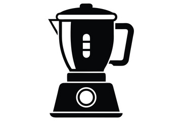 Black Silhouette of a Kitchen Countertop Blender with Lid and Measurement Marks
