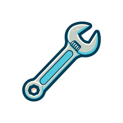 A vibrant blue adjustable wrench on a clean white background, ideal for repair-themed projects
