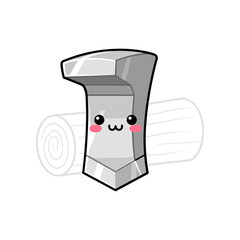 Cute cartoon hammer character resting on a wooden log, showcasing a playful design