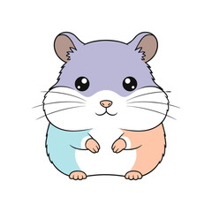 Cute cartoon hamster with pastel colors standing upright, set against a simple white background