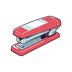 A vibrant red stapler on a clean white background, showcasing its design and functionality