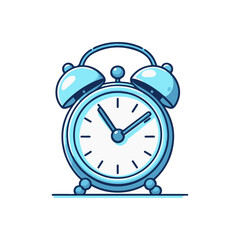 A vintage blue alarm clock showcasing the time, with a simple background emphasizing its design