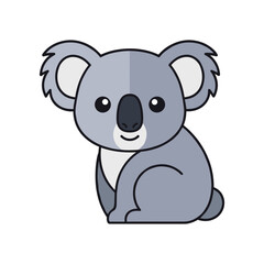 Cute cartoon koala sitting peacefully, showcasing its friendly expression against a simple background