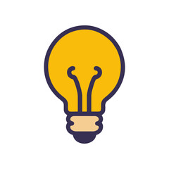 Bright yellow light bulb illustration symbolizing innovation and creativity against a simple background
