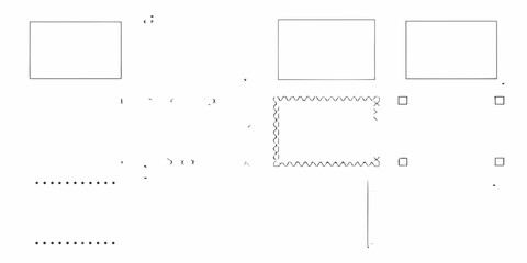 Abstract hand drawn elements and shapes on a white background with dotted lines and checkboxes