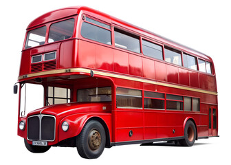 Vintage red doubledecker bus isolated on transparent background