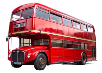 Vintage red doubledecker bus isolated on transparent background