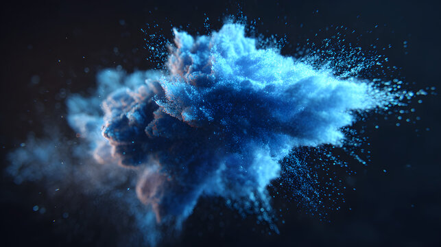 Abstract blue cloud of particles creating a mystical atmosphere in a dark space.