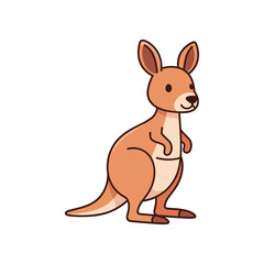 Cartoon kangaroo standing upright, showcasing its playful demeanor in a simple white background