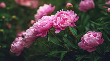 Fototapeta premium pink flowers peonies flowering on background pink peonies peonies garden no logos no brands ar 169