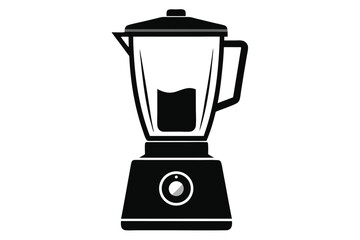 Black and White Image Depicting a Simple Blender with a Liquid Inside the Glass