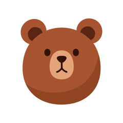 Cartoon-style illustration of a bear's head with a friendly expression on a white background
