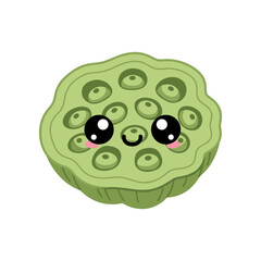 Fototapeta premium Cute green dessert with smiling face and large eyes, set against a plain background