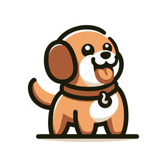 Cute cartoon dog with floppy ears and a happy expression, standing on a simple background