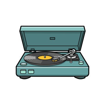 teal record player playing vinyl record clip art preview