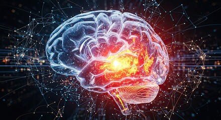 Digital Brain Network Visualization Abstract Concept of Neural Activity