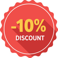 Red sale sticker minus ten percent discount label vector