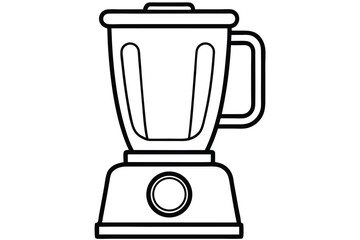 Black Outline of a Blender with Jar, Lid, Handle, and Control Knob