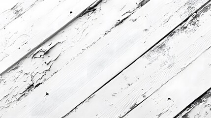 Weathered white wooden planks show peeling paint and textured grain.