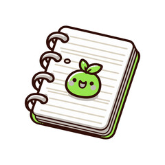 Cute illustrated notebook with a smiling character on the cover, surrounded by a fresh, vibrant theme