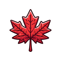 Vibrant red maple leaf illustration showcasing autumn colors against a white background