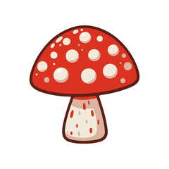Vibrant red mushroom with white spots, isolated on a clean background, ideal for nature-themed designs