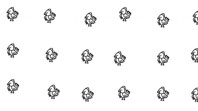 Looping pattern animal chicken on white background, perfect for background designs, textiles, stationary, and digital wallpapers with an animal theme