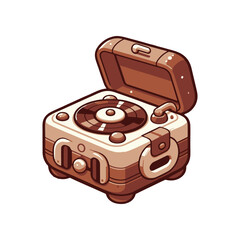 Vintage-style record player with an open lid, showcasing intricate design and retro charm