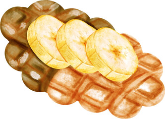 watercolor croffle banana chocolate