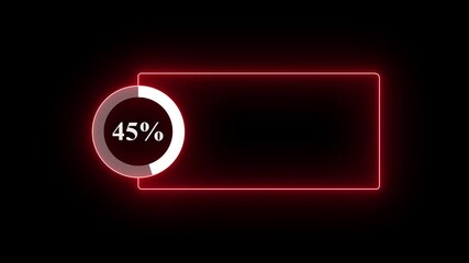 abstract glowing neon line with loading animated video with 45 percent element on black background . Statistics Business and finance theme Visual Data Representation for Finance, Sales.