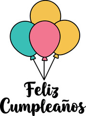 Feliz cumpleaños balloons celebration party joy greeting card design vector