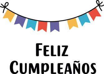 Feliz cumpleaños bunting flags greeting card celebration vector