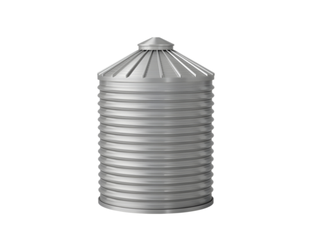 Isolated grain bin illustrating agricultural storage and rural infrastructure on black