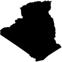 Editable detailed black vector silhouette of the North African country of Algeria.