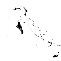 Editable detailed black vector silhouette of the island nation of the Bahamas.