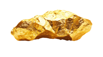 Realistic gold mineral nugget with uneven surface for precious metal design