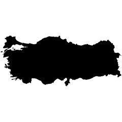 Editable detailed black vector silhouette of the Middle Eastern country of Turkey.