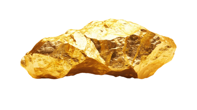 Realistic gold mineral nugget with uneven surface for precious metal design