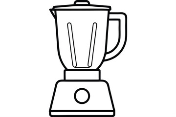 Black and White Outline of a Kitchen Blender with a Jar and Handle
