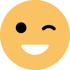 Winking smiley face emoji icon simple flat design vector