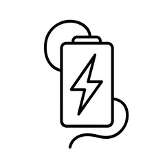 Title: Bold Line Art Battery Icon with Lightning Bolt