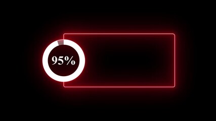 abstract glowing neon line with loading animated video with 95 percent element on black background . Statistics Business and finance theme Visual Data Representation for Finance, Sales.