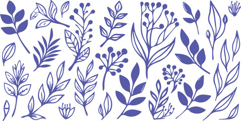 Charming monochrome botanical vector collection with a simple, rustic, and hand-sketched aesthetic. Ideal for feminine branding, nature-themed designs, patterns, and scrapbooking.