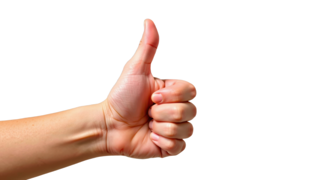 Celebrating Success Hand Showing a Thumbs Up Gesture Studio Setting Photo Bright Background Close-Up Perspective