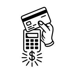Title: “Credit Card & Calculator Icon – Line Style”

