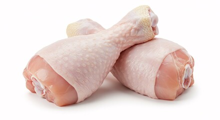 Naklejka premium Chicken thigh with skin isolated on white background