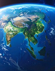 Vivid Earth globe showing the continent of Asia from space