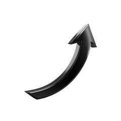 Black upward arrow 3d rendered isolated on transparent background